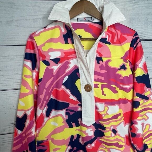 CK Bradley Shirt Dress  Pink Reef Pattern Funky Dopamine Long Sleeve Barbiecore - Picture 8 of 10